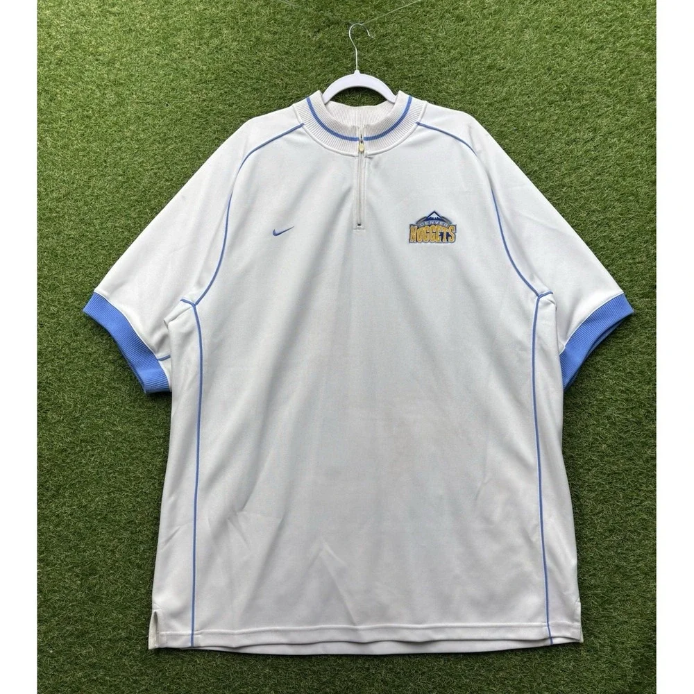 Vintage Nike Denver Nuggets Warm Up Shirt Mens 2XL Shooting 1/4 Zip Authentic
